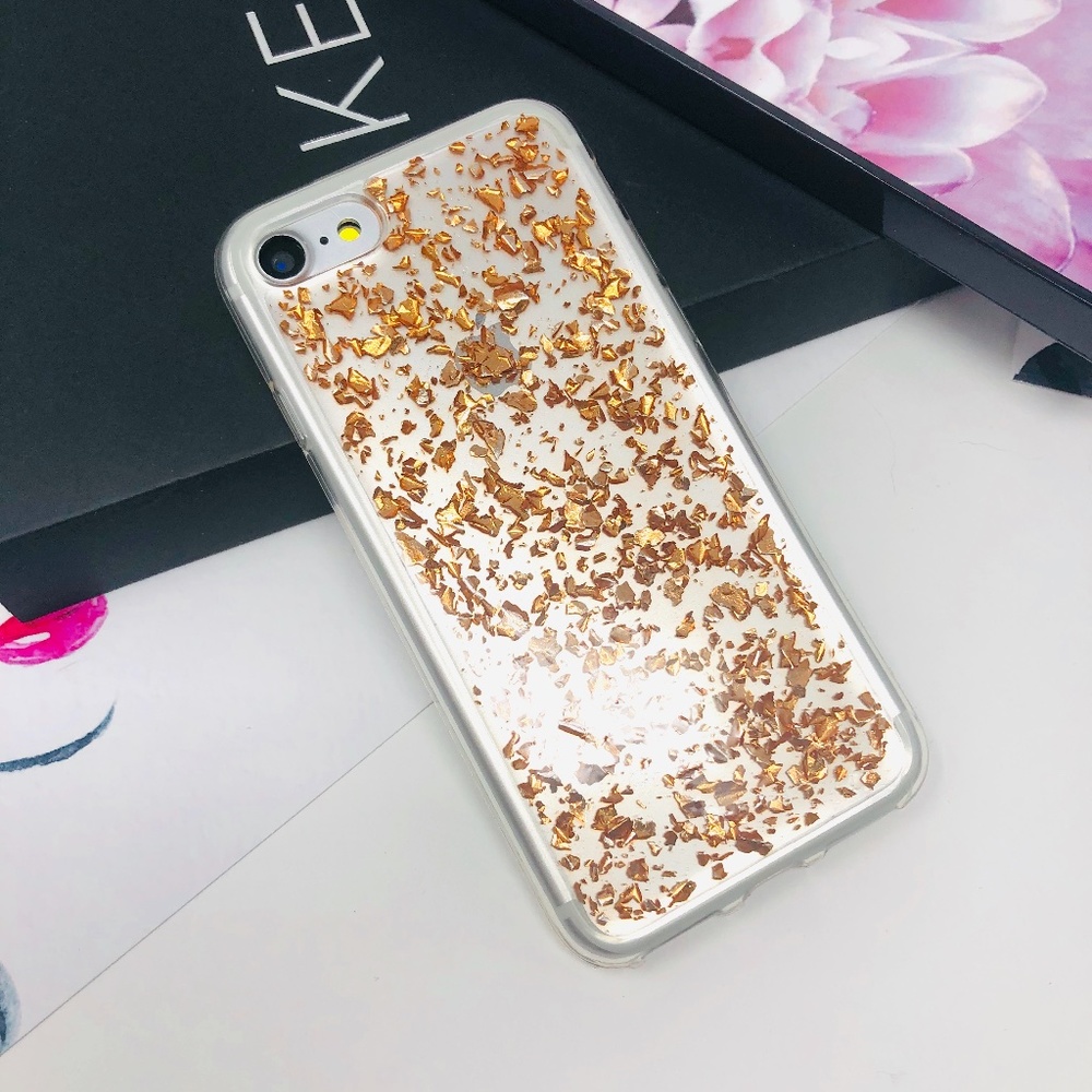 iPhone Orange Glitter Foil Case